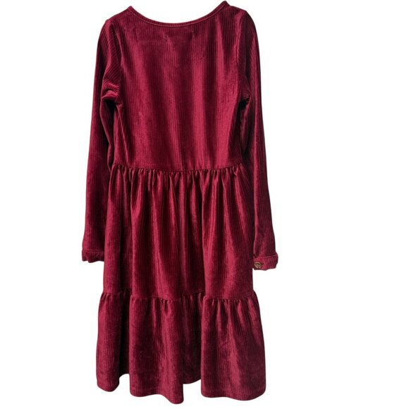 Biscotti Girls Dress Size 7 Holiday Red Stretch Velour Tiered Pullover Christmas - Picture 3 of 8